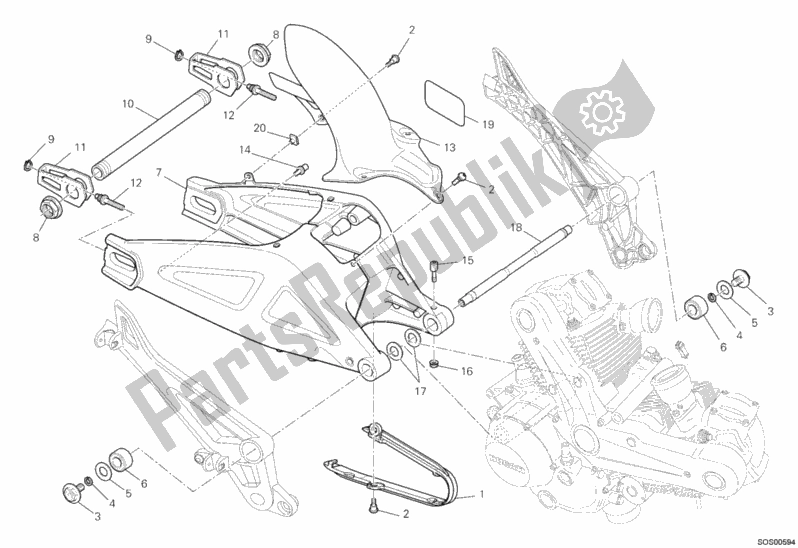 Tutte le parti per il Forcellone del Ducati Monster 795 Thailand 2012